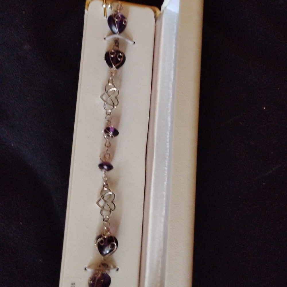 Elegant Purple and Silver Bracelet